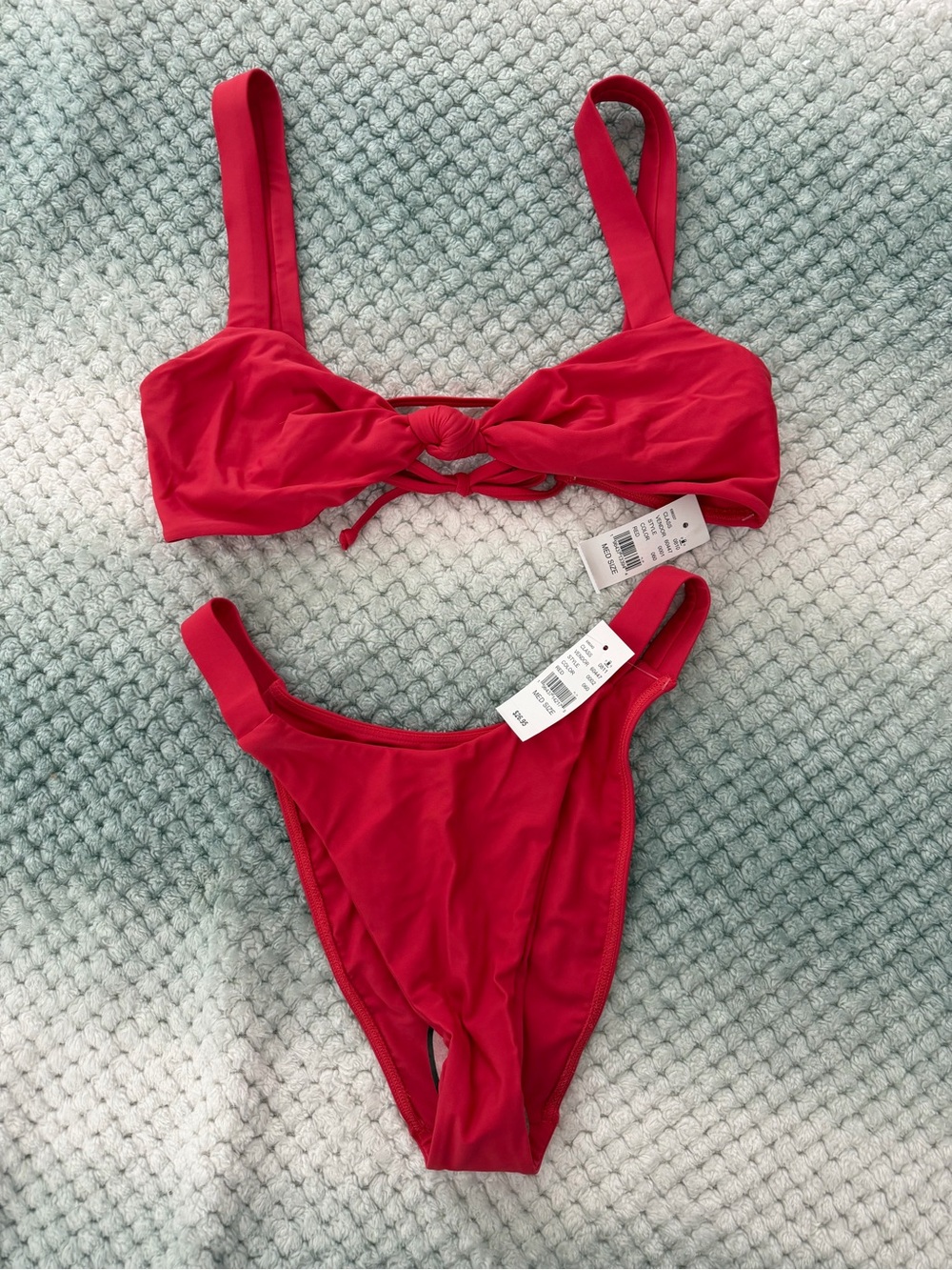 La Hearts Red Tie-Front Bikini Set